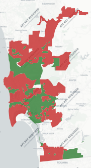 City of San Diego Measure A results map