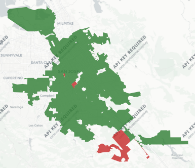 City of San Jose Measure A results map